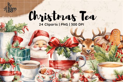 Watercolor Christmas Tea Cliparts Graphic By Bamboodesign · Creative