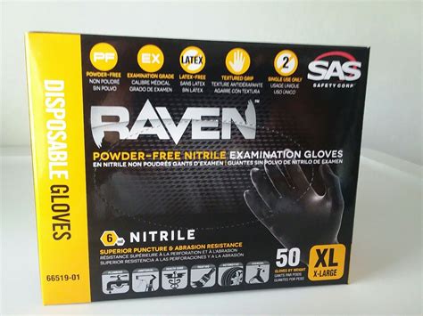 Sas Safety Raven Nitrile Disposable Gloves Size X Large Mil Count