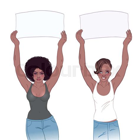 Young African American Girl Holding Banner Feminist Protest Concept