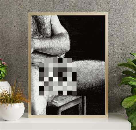 Slouch Male Nude Queer German Etching Giclee Art Print Gay Drawing