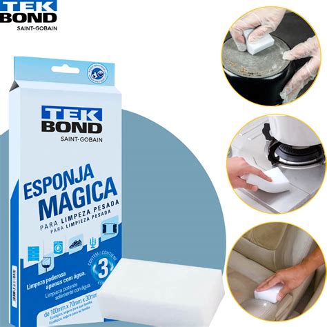 Esponja Mágica Limpeza Pesada Tekbond 3 Unidades Casa Amazonas Decorações