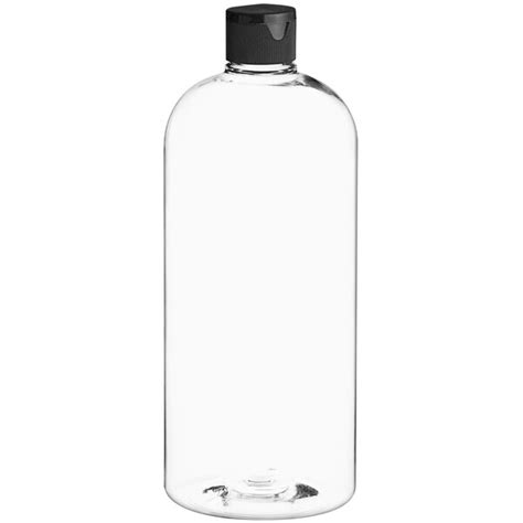 Boston Round 32 Oz Clear Plastic Bottle PET With Black Unlined Flip