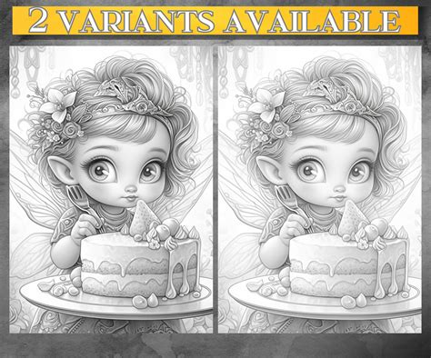 Grayscale Fairy Coloring Pages Of Cute Baby Fairie Etsy Uk