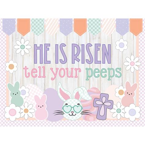 Easter Bulletin Board Kit. He is Risen Tell Your Peeps. Spring ...