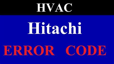 Hitachi Error Code List Hitachi Error Code P Youtube