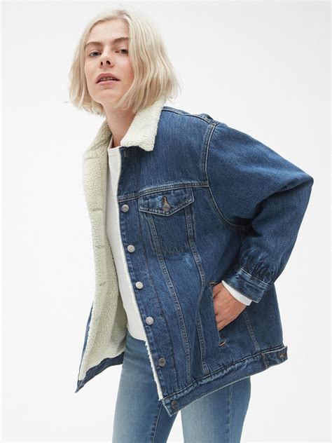 Gap Oversized Sherpa Lined Icon Denim Jacket Jacket Outfit Women Coats Jackets Women