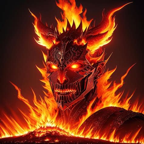 Premium Ai Image A Fire Demon With Flames On His Face