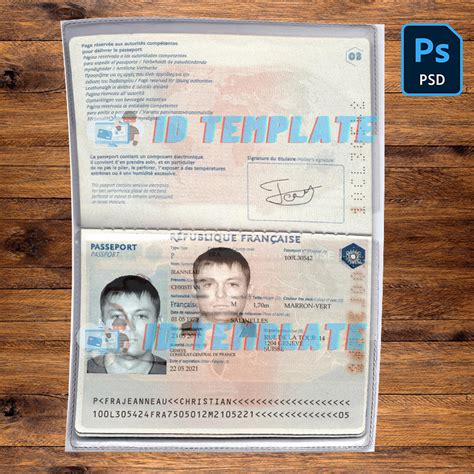 France Passport PSD Template Driving License Template