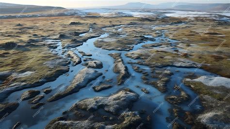 Premium AI Image | Thawing permafrost in the tundraa tangible display ...