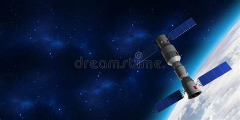 3D Model of China`s Tiangong-1 Space Station Orbiting the Planet Earth ...