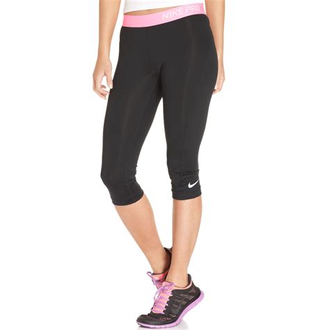 Nike Pro Capri Active Leggings In Pink Black Pink Glow Lyst