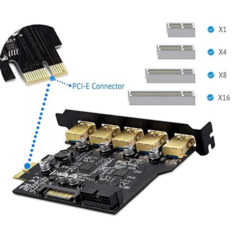 BEYIMEI 5 Port PCI Express Expansion Card USB3 0 5 Port 19pin Front