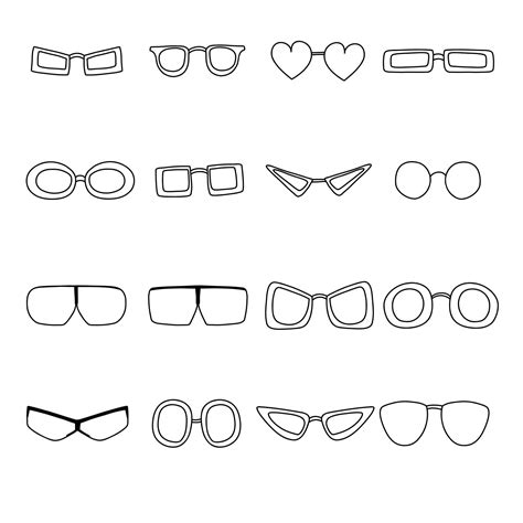 Set Of Hand Drawn Doodle Glasses Vector Sketch Illustration Of Black Outline Eyeglasses Linear