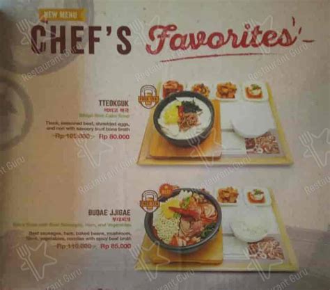 Menu at Bibigo restaurant, Jakarta