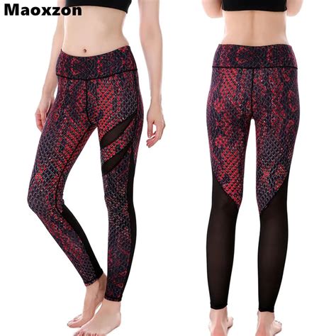 Maoxzon Womens Mesh Patchwork Workout Fitness Skinny Pants Woman