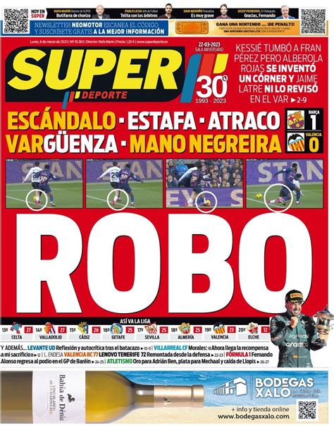 Capa Jornal SuperDeporte 6 março 2023 capasjornais pt