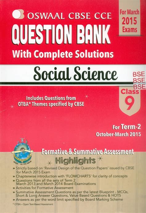 Oswaal Cbse Cce Question Bank With Complete Solutions For Class 9 Term Ii October To March 2015