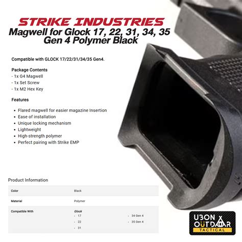 Strike Industries Magwell For Glock 17 22 31 34 35 Gen 4 Polymer Black บ่อแม็ก — Ubonoutdoor