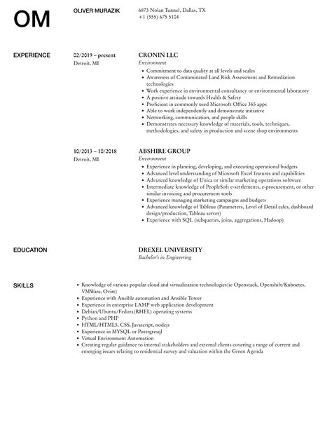 Environment Resume Samples Velvet Jobs