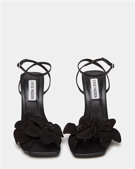 AMANI Black Strappy Square Toe Heel | Women's Heels – Steve Madden