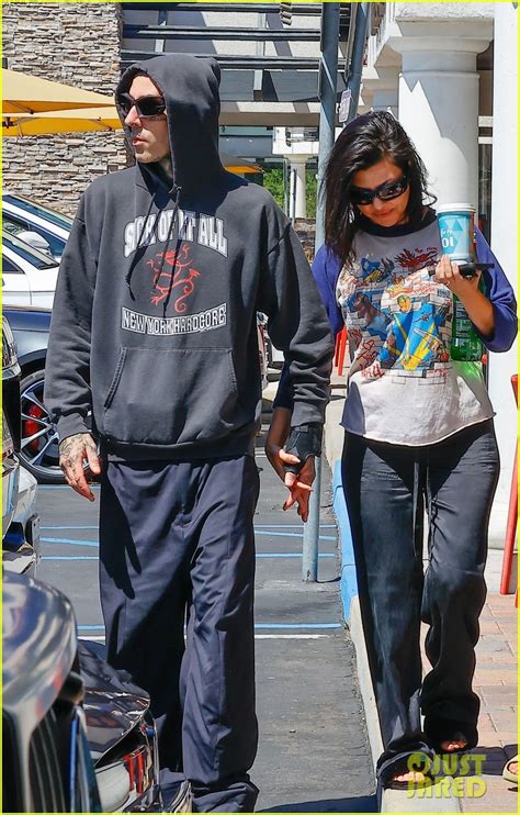 Kourtney Kardashian Husband Travis Barker Hold Hands While Stepping