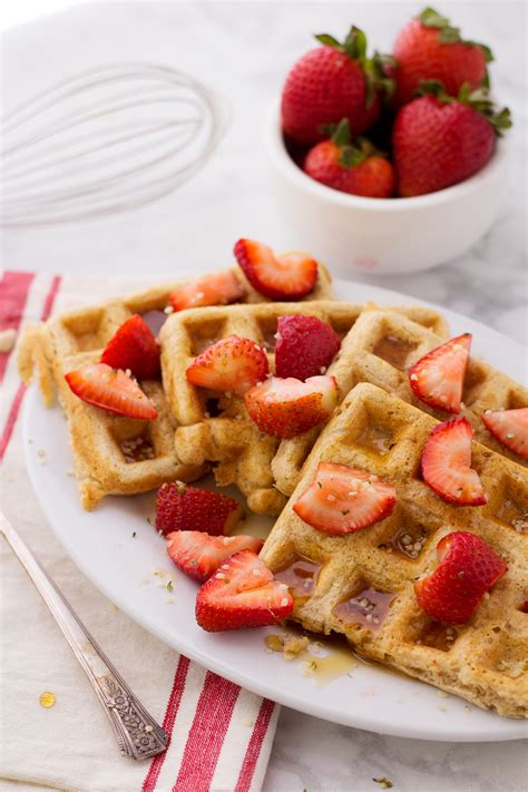 Easy Vegan Waffle Recipe With Strawberries Serving Realness