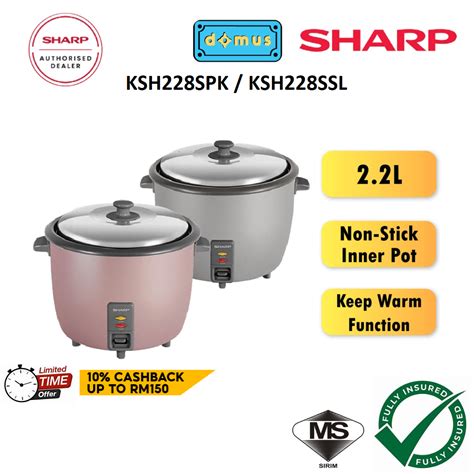 Sharp Electric Rice Cooker 2 2 Liter 12 Cups Periuk Nasi Elektrik Besar