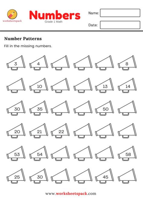 Number Patterns Worksheets For Grade 1 Easy Math Worksheetspack