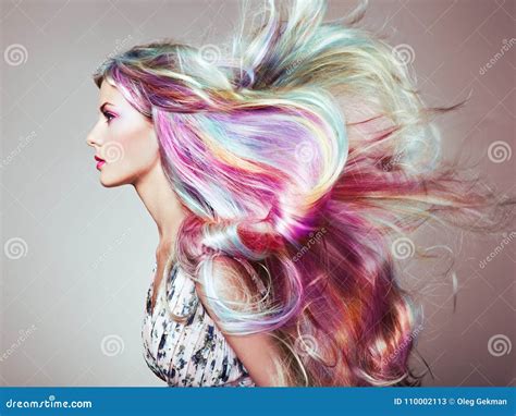 Beauty Fashion Model Girl With Colorful Dyed Hair Stock Image Image Of Model Fashion 110002113