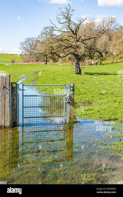 A Gate On The Thames Path National Trail Under Water Near The Source Of