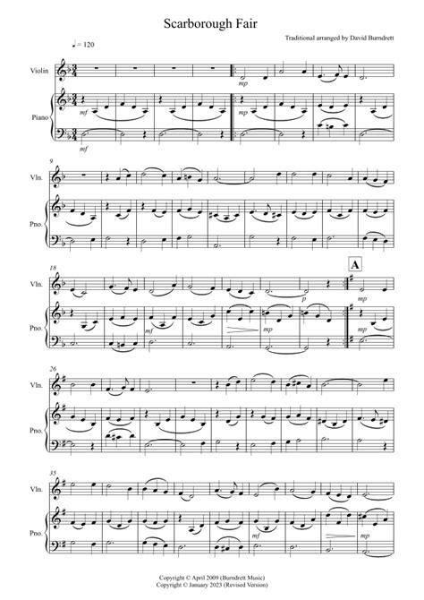 Scarborough Fair For Violin And Piano Sheet Music Traditional Violin And Piano