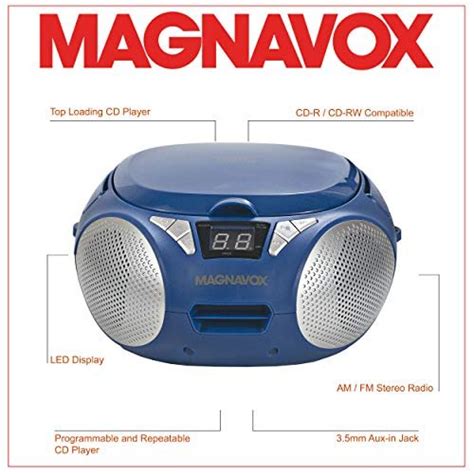 Magnavox Md Bl Portable Top Loading Cd Boombox With Am Fm Stereo