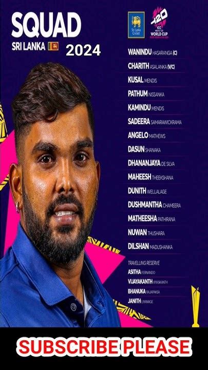 Sri Lanka Squad T20 World Cup 2024 Youtube