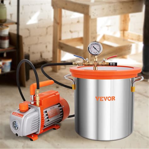 VEVOR 5 Gallon Vacuum Chamber And 3 5 CFM Pump Kit Tempered Glass Lid