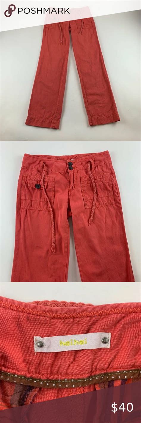 Anthropologie Pants Hei Hei Coral Linen Blend Surplus Straight Leg 2