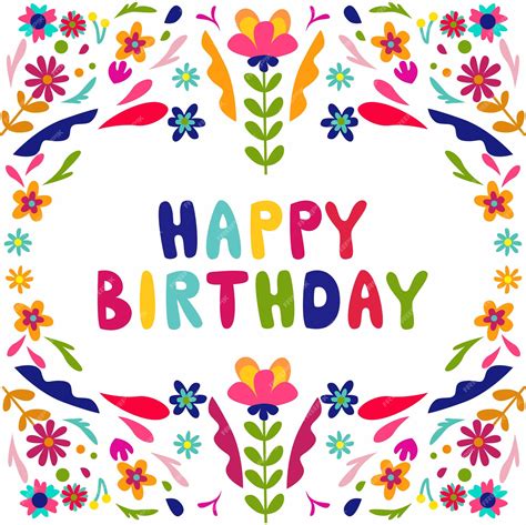 Premium Vector Happy Birthday Mexican Floral Background