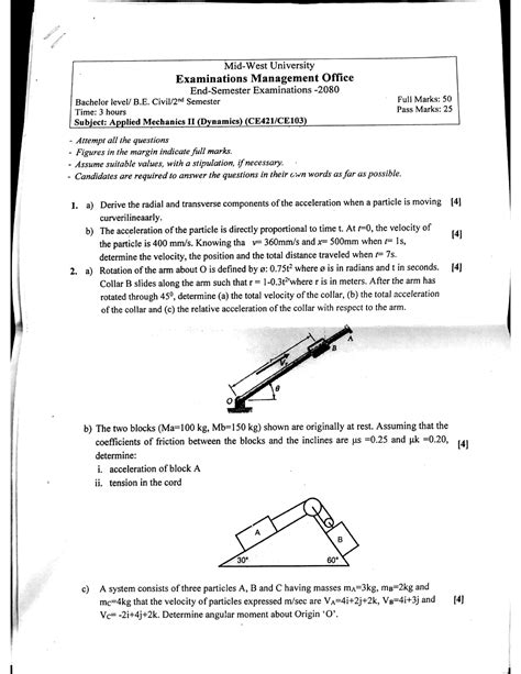 Questions Paper Sem 2 Learn Applied Mechanic II Studocu