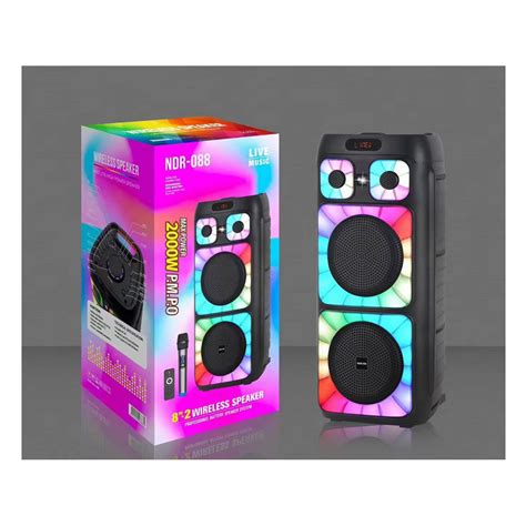 Ndr 088 40W Dual 8 Inch Wireless Bluetooth Speaker With LED Lights