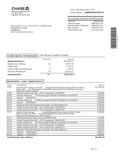 Chase Bank Statement Sample Hot Sex Picture