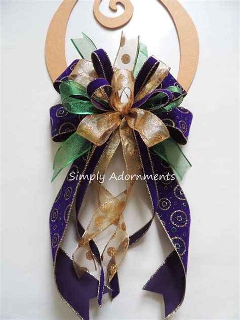 Purple Velvet Christmas Bow Velvet Purple Gold Wreath Bows Mardi Gras Christmas Wreath Bow