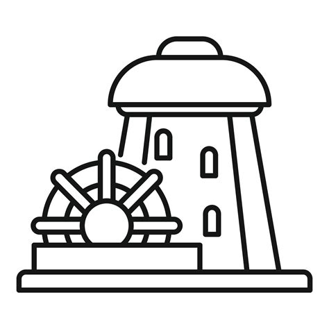 Building Water Mill Icon Outline Style Vector Art At Vecteezy