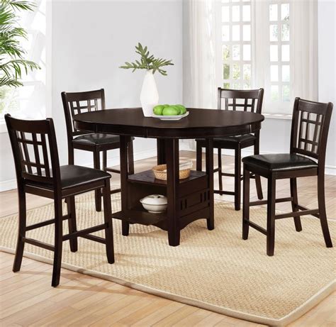 Lavon 5 Piece Counter Height Dining Room Set Espresso And Black LAURA