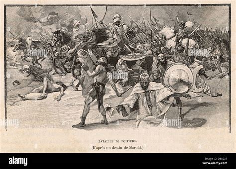 The Saracens Are Repulsed At Tours By Charles Martel In 732 Stock Photo