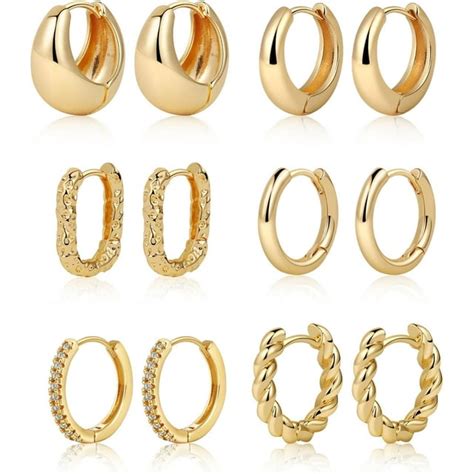 Bavsenic Gold Hoop Earrings Set For Women Trendy 14k Gold Plated Lightweightchunky Hoops