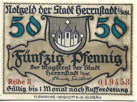 50 Pfennigs City Of Herrnstadt Lower Silesia Numista