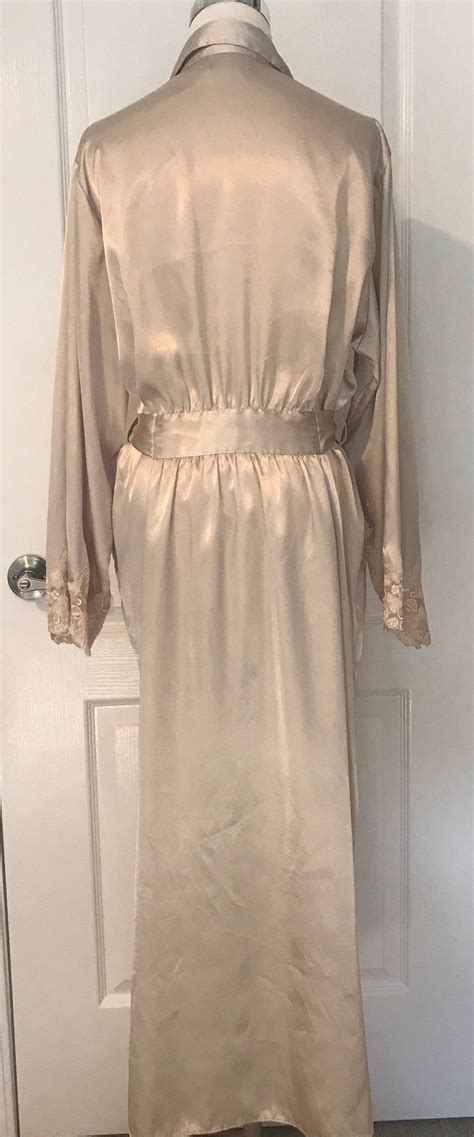 Vintage Robe Housecoat Light Cream Taupe With Sexy Lace Trim Etsy