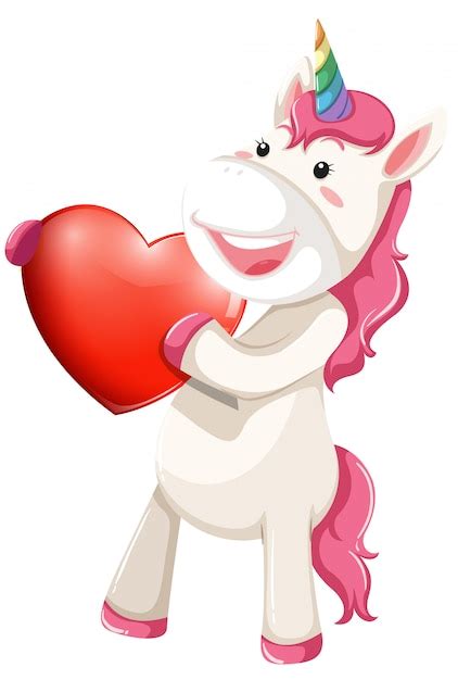 Personaje Unicornio Con Corazon Vector Gratis