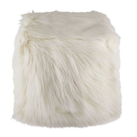 Pouf En Fausse Fourrure Blanche ISA Maisons Du Monde