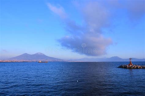 View Of The Gulf Of Naples And The Vesuvius Volcano. Stock Image ...