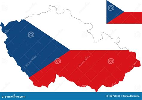 Vector Map Of Czech Republic With Flag Isolated White Background